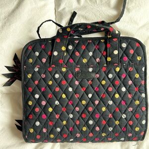 Vera Bradley Black Quilted Travel Makeup Bagwith Pink, Red, Yellow & Silver Dots